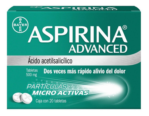 Analgesico Aspirina Advanced 500mg, Más Rápido, 20 Tabletas