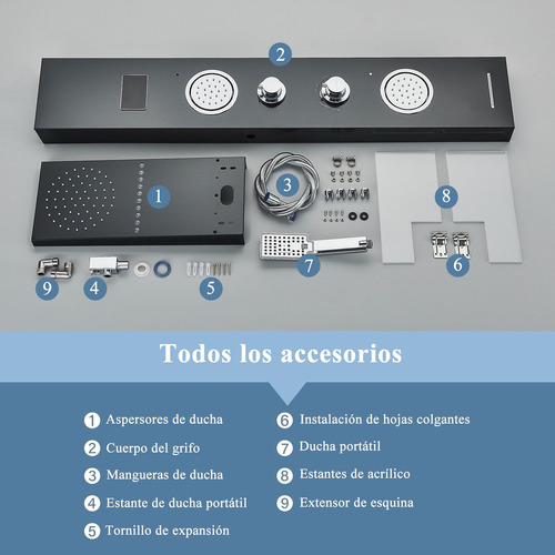5 En 1 Panel De Ducha Led Sistema De Torre Columna De Ducha