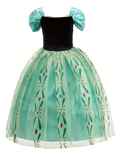 Disfraz De Princesa Anna Frozen Verde M
