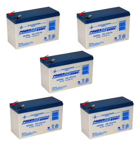 5 Piezas Reemplazo No Break Ps1270 F2 12v 7ah Power Sonic