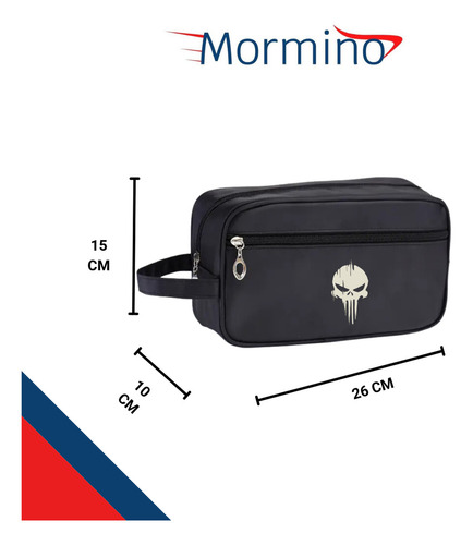 Nécessaire Executiva Nylon Impermeável Preta Estampada Desenho Do Tecido Caveirão