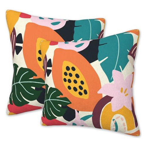 Fundas De Almohada Decorativas Con Diseño De Papaya Tropical