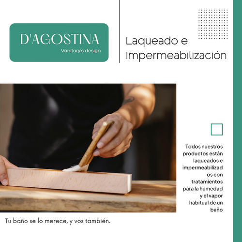 Vanitory 60cm Madera Maciza Laqueado Bacha Baño Cajon Nogal Blanco Sin Agujeros
