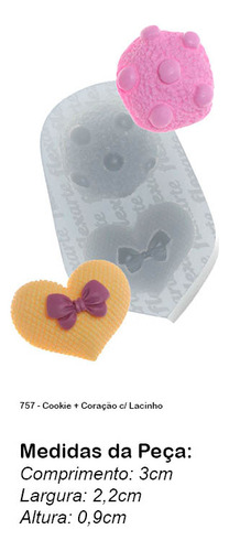 Molde De Silicone 757 - Cookie + Coração Com Lacinho - Laço