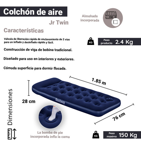 Leer Descri. Colchón Inflable Individual Bomba Integrada (Usado)