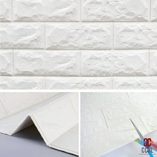 Pared 3d Autoadhesivo Panel Tipo Ladrillo Blanco X10 C250