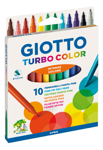 Marcadores Fibras Giotto Turbo Color X 10 Lavables No Toxico