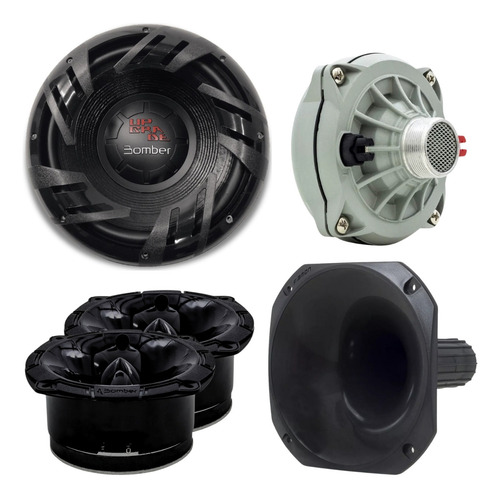 Subwoofer Upg Bomber 12 + Driver D250x + Tweeter + Corneta Cor Preto