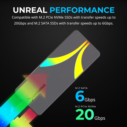 Carcasa Ssd Sabrent Rocket Rgb Usb C De 20 Gbps M.2 Sata/nvm