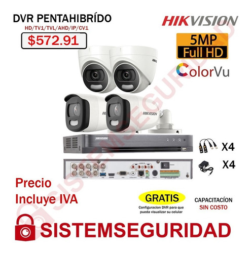 Imagen 3 de 7 de Kit 2 4 8 Camara De Seguridad 5mp Colorvu Color Vu Hikvision