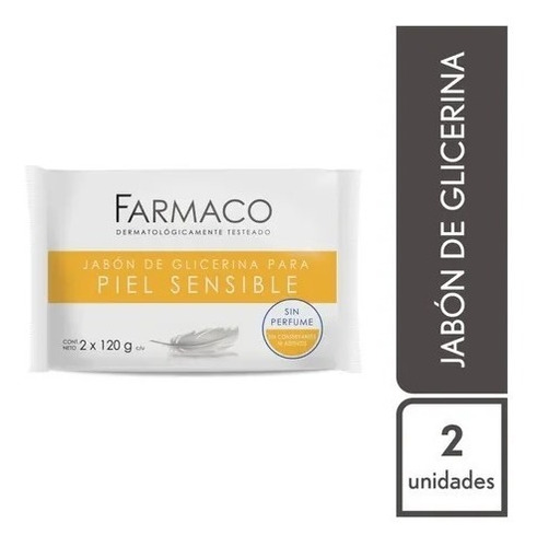 Jabon Glicerina Piel Sensible Sin Perfume Farmaco 2 X 120gr