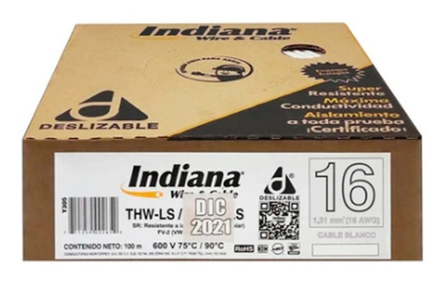 Cable Thw 90 Cal. 16 Indiana Blanco