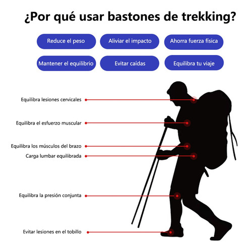 Bastones De Senderismo Ajustables Aluminio Plegables 2 Pzas