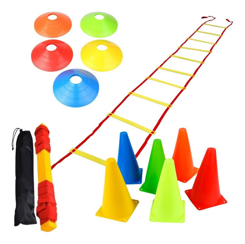 Set Escalera Entrenamiento + 6 Conos + 6 Platos Futbol Crazy