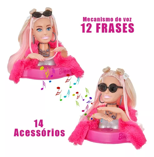 Barbie Busto Com 12 Frases Cabelo e Maquiagem - Puppe - Sama Presentes