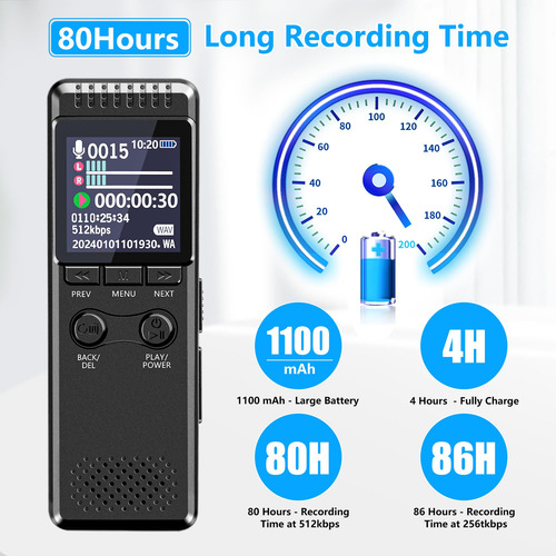 Grabadora De Voz Digital Vivaniir V30 De 128 Gb Con Grabació