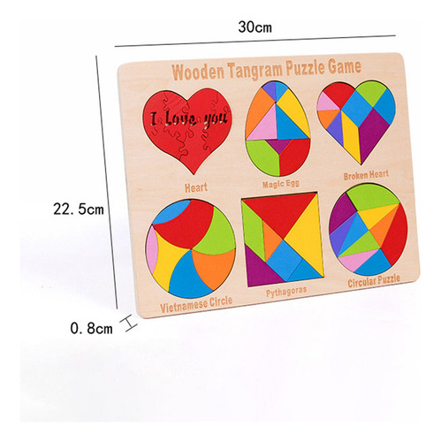 Juguete De Madera Tangram Juego De Rompecabezas Tangram 6