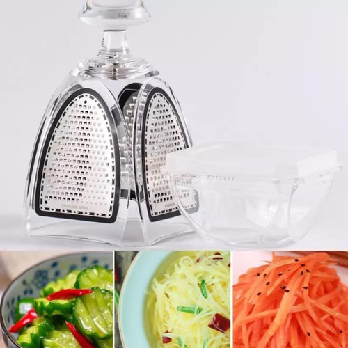 Imagen 7 de 8 de Rallador Cortador De Verduras Queso Con Recipiente Practico