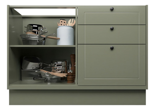 Cozinha Compacta Com Vidro 3 Peças 6 Portas 3 Gavetas Bg