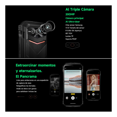 Doogee V Max Plus 16gb 512gb Negro Dual Sim 5g Smartphone Robusto 22000mah 200mp Camera 120hz Dimensity 7050 Android 14