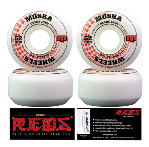 Rodas Skate Moska 52mm 53d Branco Poliuretano Street 101A