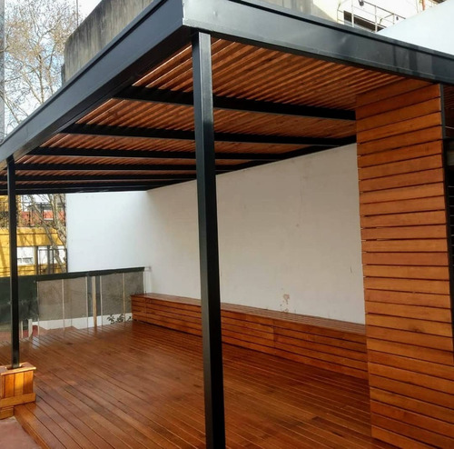 Pergolas De Hierro Y Madera Con Chapa Colocada X M2