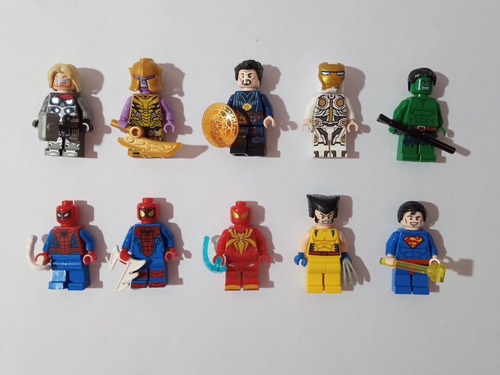 Lote 10 Mini Figuras Lego Avengers Con Accesorios C/superman