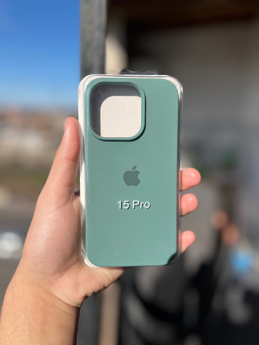 Funda Silicona Case Para Iphone 15 Pro Verde Claro Lisa