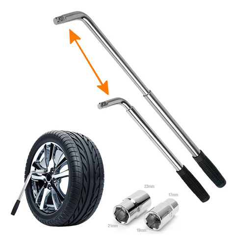 Llave Maneral Con Dados Para Rines Extensible De 17-23 Mm