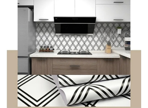 Tapiz Rollo Vinilico Autoadherible Decorativo Hogar Blanco/ Negro
