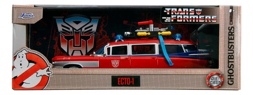 Jada Ghostbusters Ecto 1 Transformers Mashup 1/24 Die-cast Rojo (Usado)