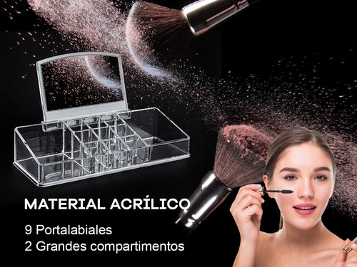 Porta Cosméticos De Acrílico Con Espejo + 11 Compartimentos