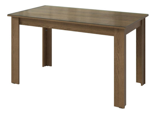 Sala Jantar Mesa Tampo Vidro 4 Cadeiras Antônia Madesa Ri Cor Rustic/Imperial Desenho do tecido das cadeiras Liso