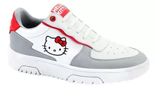 Tenis Urbano Caja Hello Kitty Itty Blanco Con Gris Para Dama