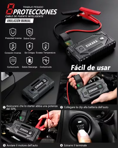 ZUKAKA Arrancador de Coches 1500A 15800mAh, 12V Arrancador de