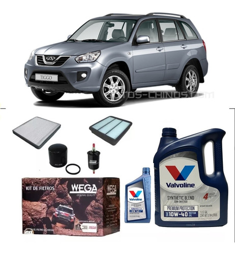 Kit 4 Filtros Chery Tiggo 2.0 Y Valvoline 10w40 X5 Litros