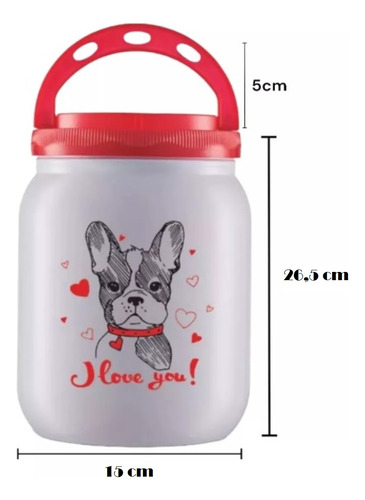 Pote Ração Branco Dog Love 3,6lt Porta Ração Com Alça Tampa