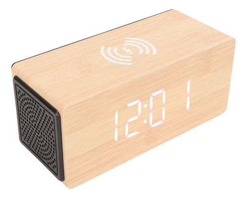 Reloj Despertador Digital De Madera Con Altavoz, Led, Inteli