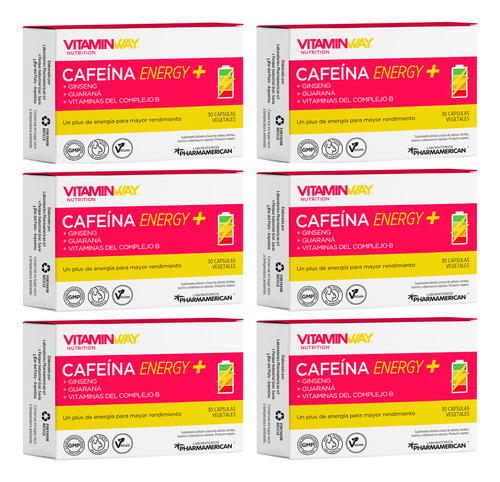 Vitamin Way Kit X6 Cajas Cafeína Energy Suplemento X30 3c