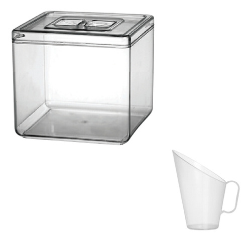 Kit 12 Potes Quadrado Acrílico 5l Empilhavel C/ Concha 100ml