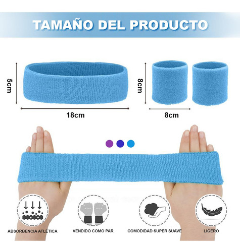 ** Deportiva Banda Cabeza Sudor Diadema Muñequera Elástica