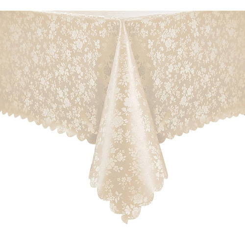 Mantel De Vinilo Rectangular 152x213 Cm Diseño Floral Beige