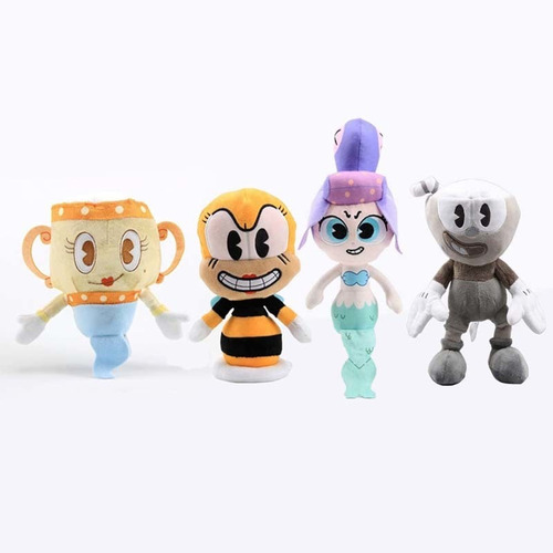 4 Unids/set 25cm Cuphead Figura De Peluche Juguetes De Muñec