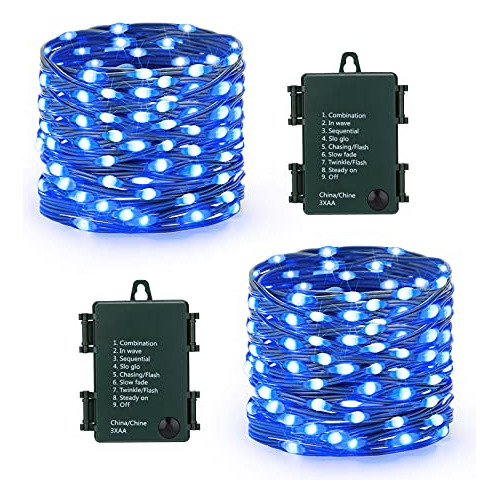 Luces De Hadas Azules, 5.29 Metros 50 Led De Navidad, 8...