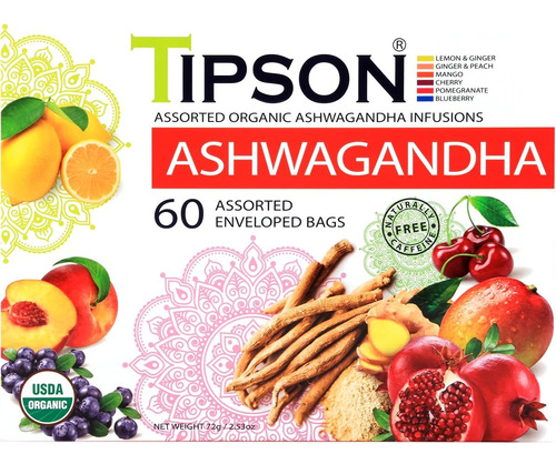 Tipson Muestra De Variedad De Ashwagandha Organica, 6 Sabore