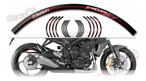 Kit De Adesivo Friso Refletivo Roda Compatível Triumph Fri02 Cor Vermelho STREET TRIPLE 675 R