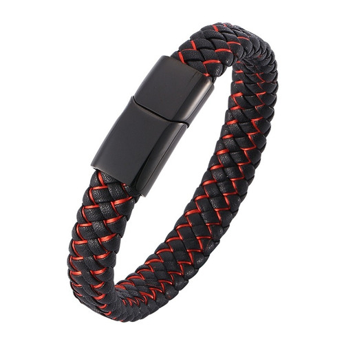 Pulsera De Cuero Red And Black Hombre Mujer Moda 2019 Ilvxx