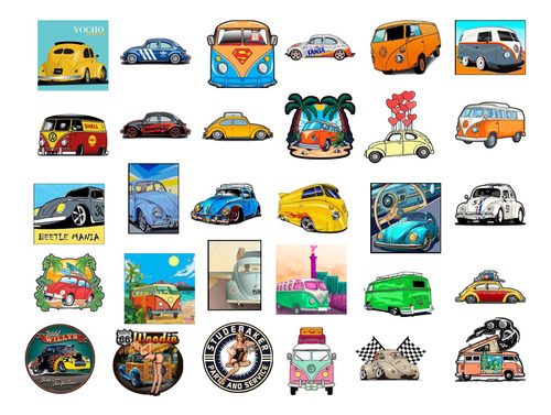 30 Stickers-parches-tela Lavables Autos Vocho Volkswagen #52