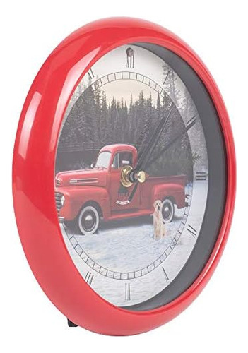 Reloj Navideño Con Camioneta Ford Roja 12.