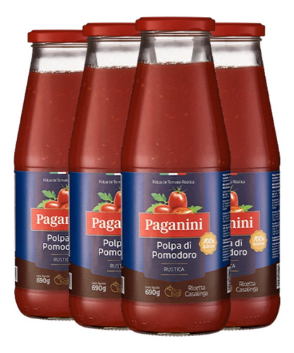 Kit Com 4un Polpa De Tomate Rustica Paganini (italia) 690g